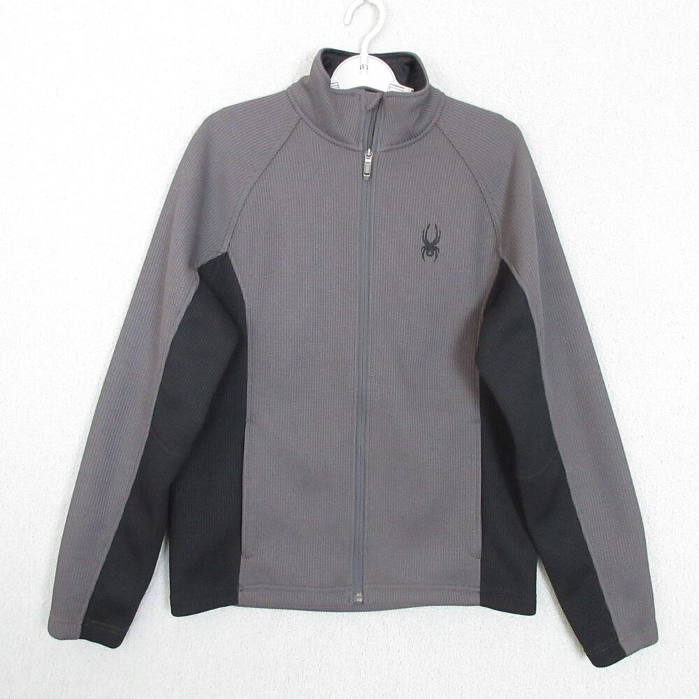 SPYDER‎ Mens Gray Ribbed Heavy Lined Full Zip Core Sweater Jacket Size Small